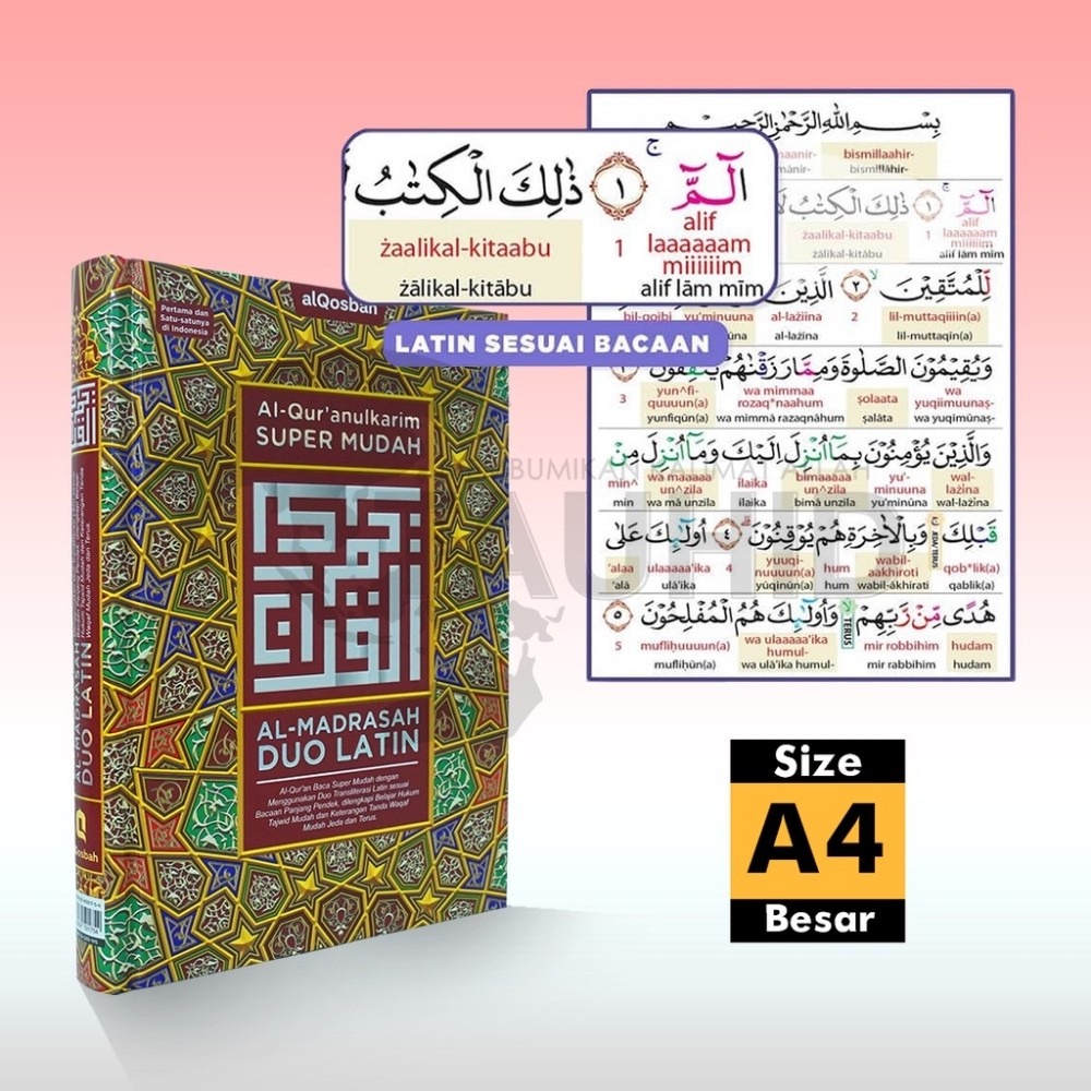 Mushaf Al Quran Al Madrasah Duo Latin alQosbah Ukuran Besar A4 Hard Cover I Ada Transliterasi Duo La