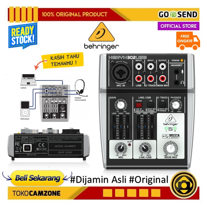 Behringer Xenyx 302 USB Audio Mixer - GARANSI RESMI