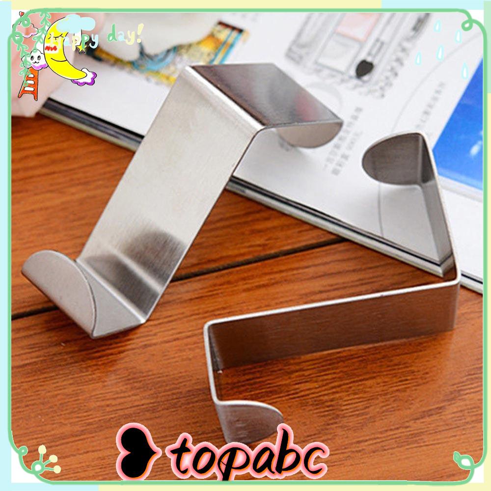 Top 2PCS Door Hook Silver Organizer Lemari Serut Stainless Steel