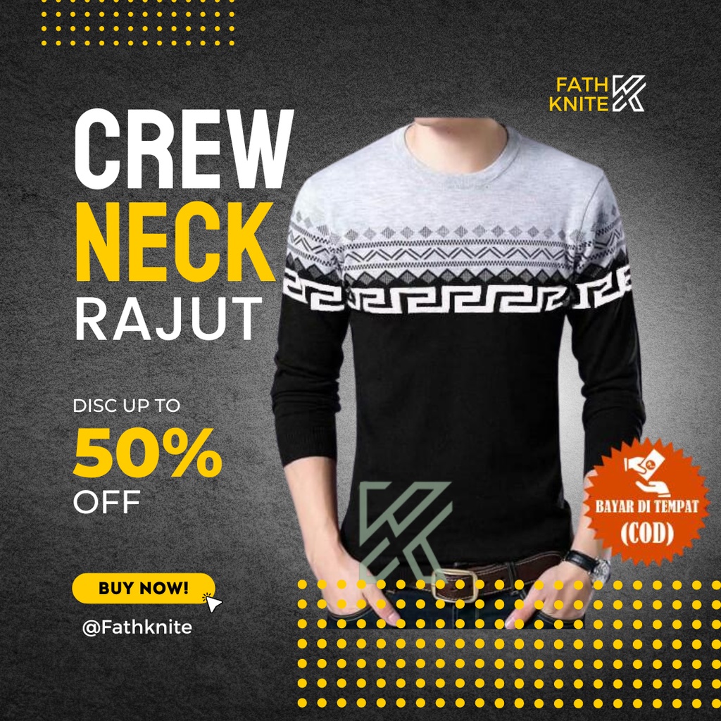 Sweater Rajut Pria dan wanita crew neck Batik