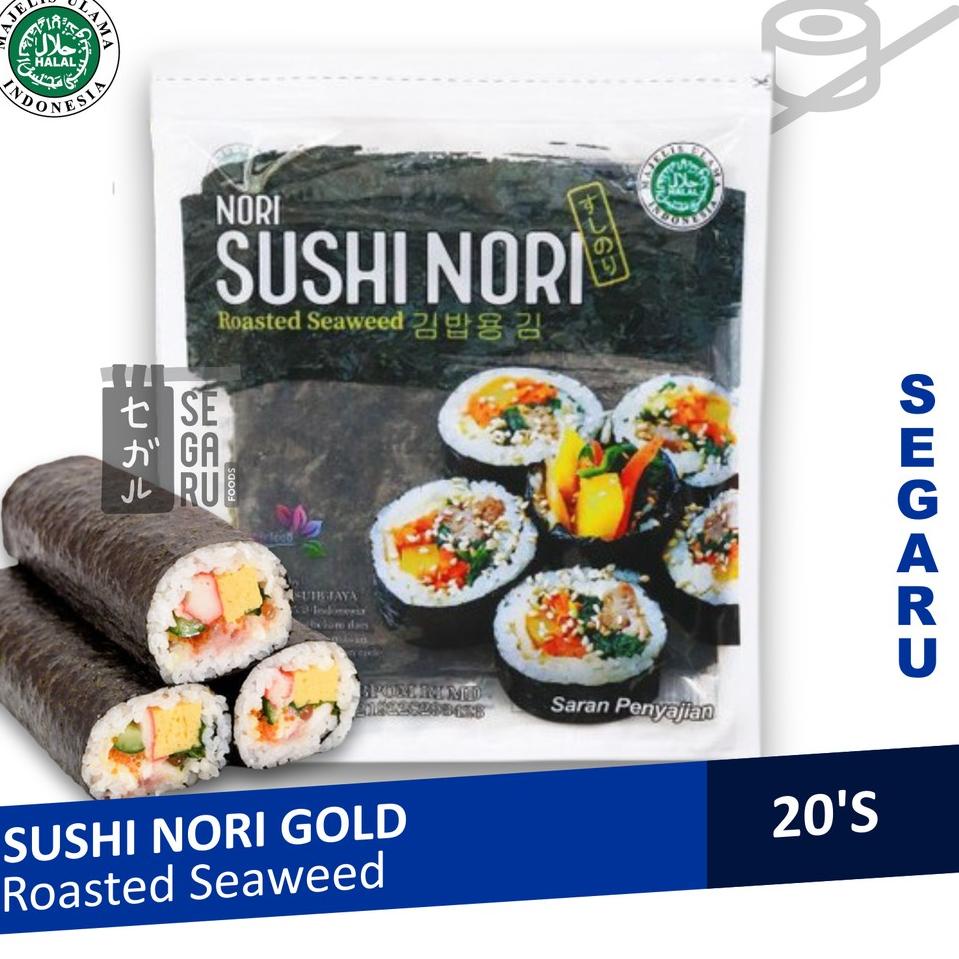 

[KODE PRODUK DM9RD7842] Sushi Nori Sheet Gold 20 Lembar | Sushi Roasted Rumput Laut Halal MUI
