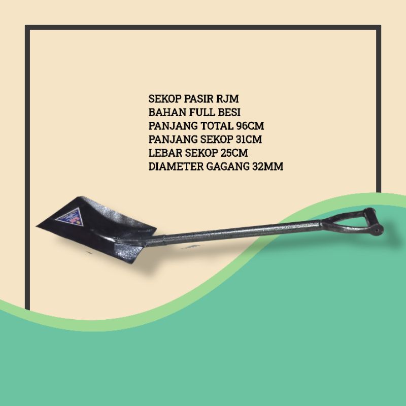 Sekop Rata Gagang Besi RJM / Sekop Pasir gagang Besi