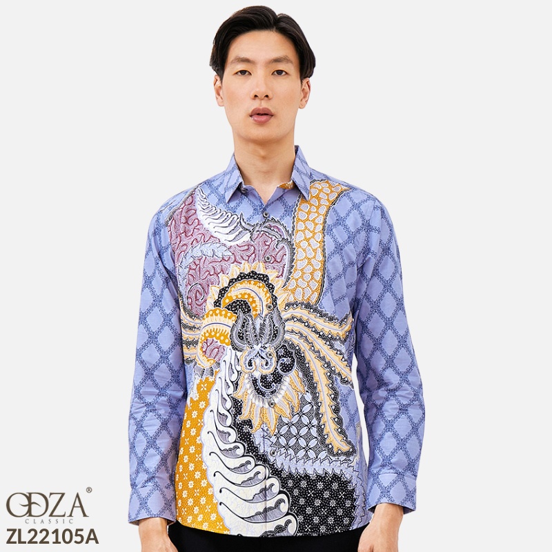 Odza Baju Kemeja Batik Solo Lengan Panjang Pria Motif Gaharu