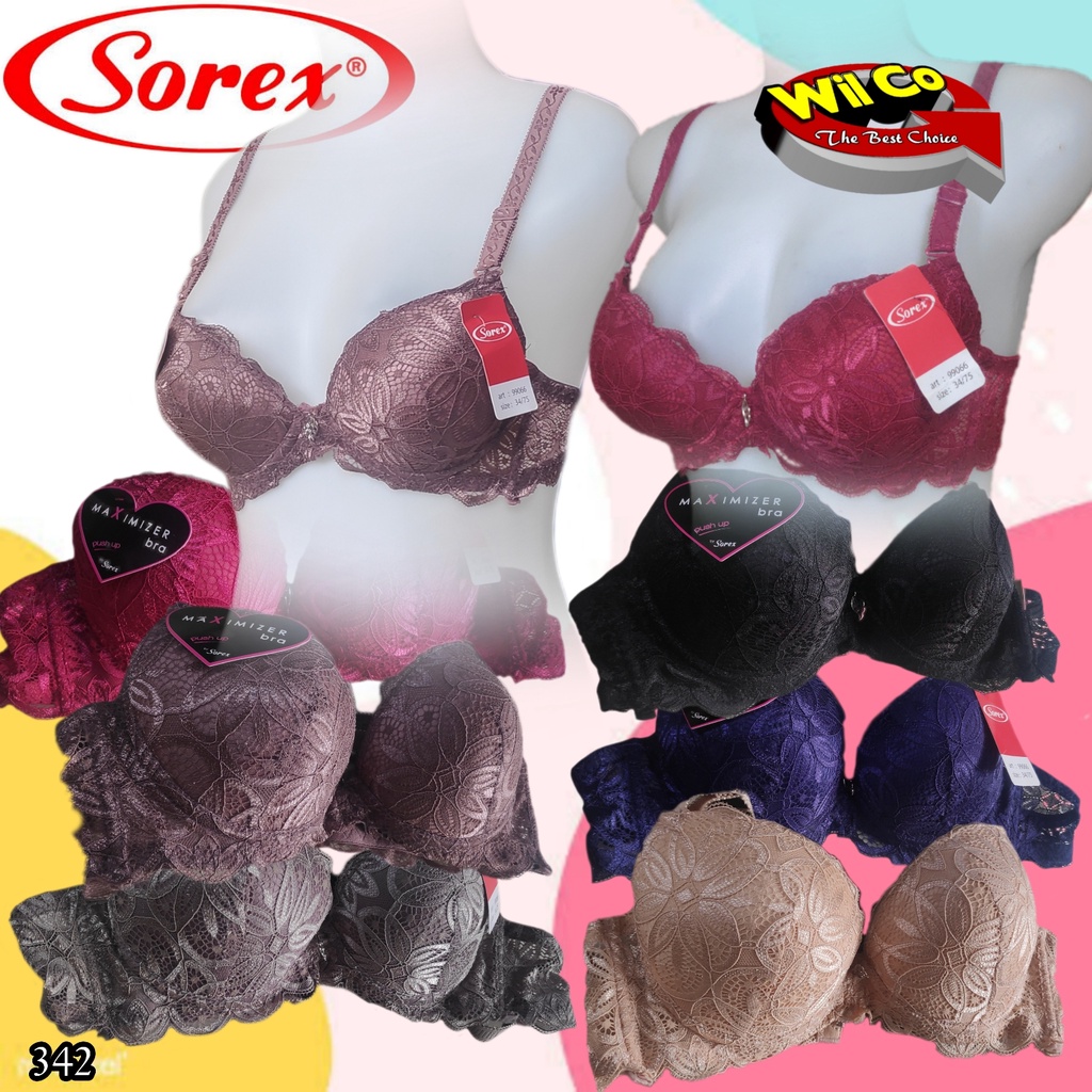 K342 - BRA/BH WANITA SOREX BRUKAT BUSA TEBAL PAKAI KAWAT CUP A SIZE 32 - 36  DUA PENGAIT