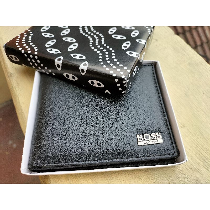 Dompet Kulit Full Black Hitam Kado Hadiah Pria