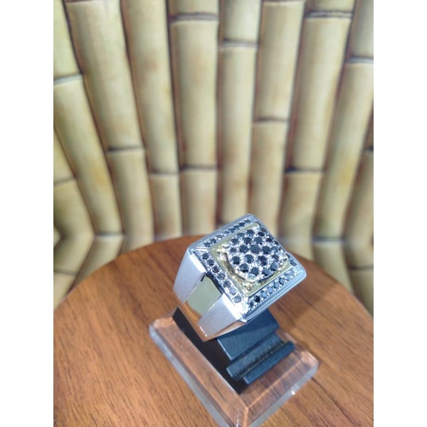 ready cincin pria perak berlian hitam murmer