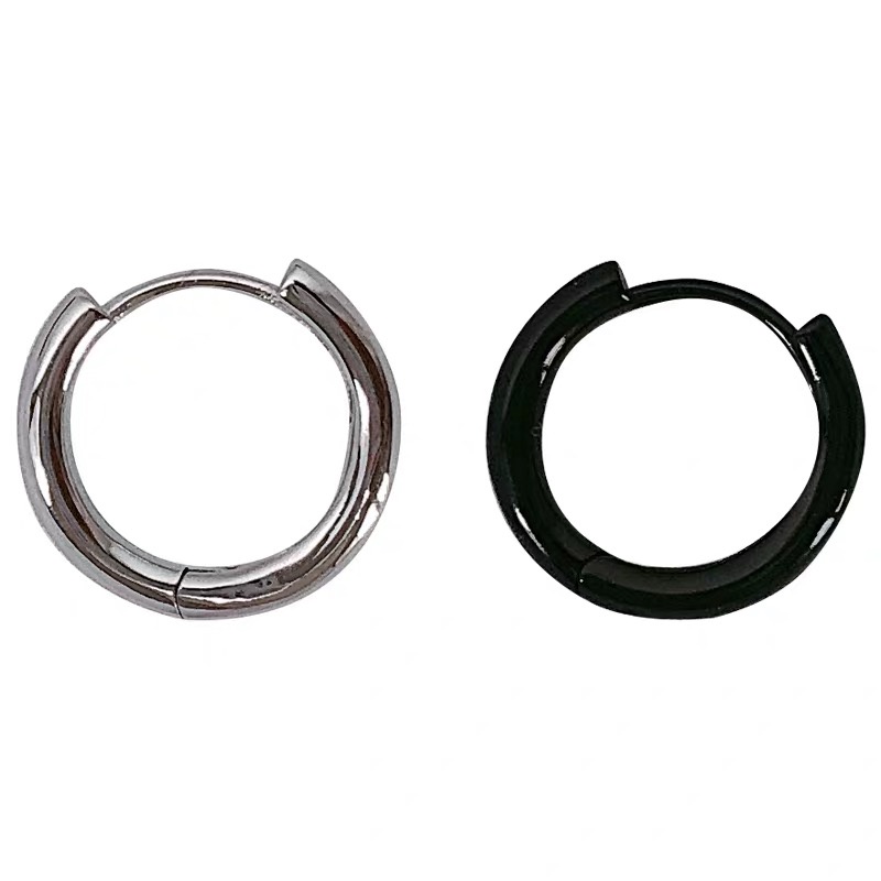 Roselife Unisex 1PC 8mm /10mm/12mm/14mm Anting Hoop Anti Karat Untuk Pria Wanita Keren Fashion Tindik Tulang Rawan Anting-Anting Pakaian Harian Perhiasan Telinga