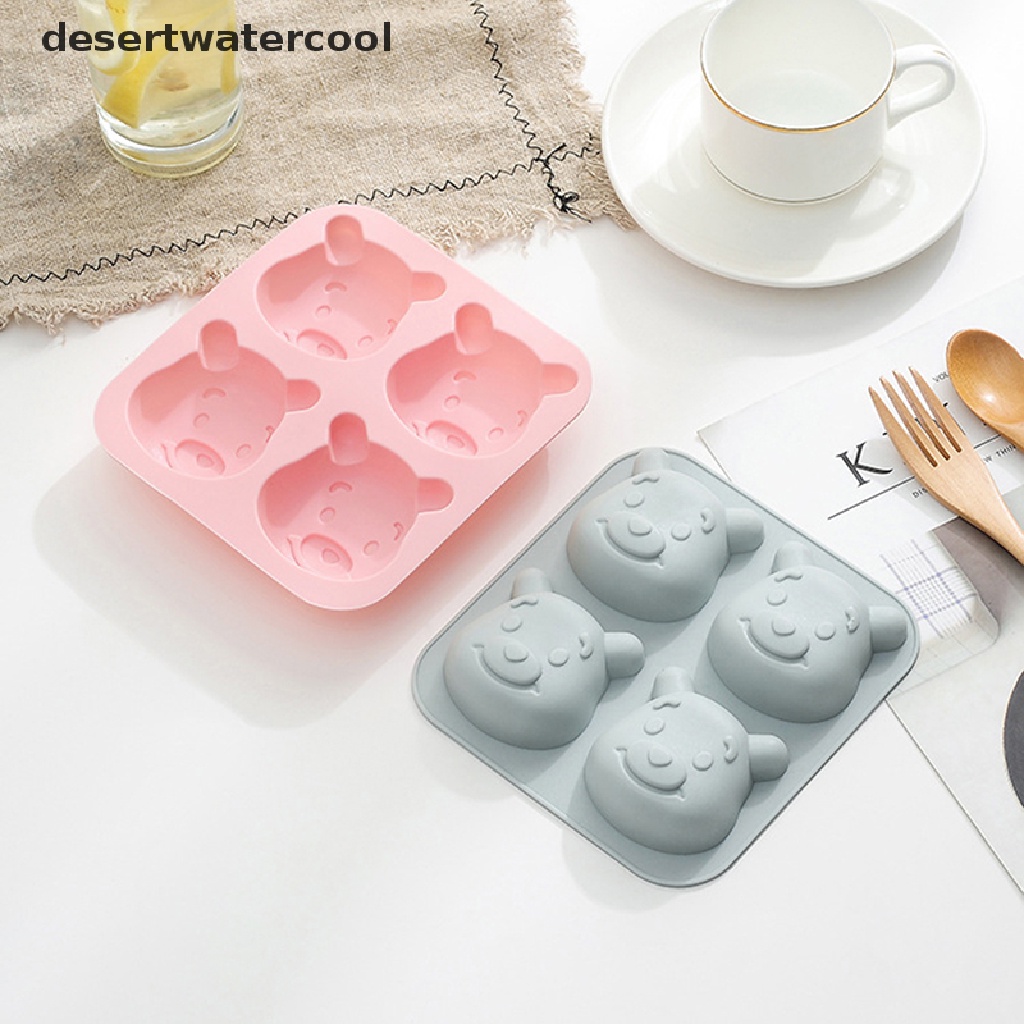 Deid 1Pc 4-rongga Silikon Cetakan Kue 3D Beruang Cetakan DIY Baking Dessert Bakeware Alat Martijn