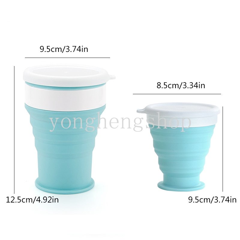 200/350ml Gelas Lipat Silikon Dengan Tutup Outdoor Camping Travel Portable Collapsible Water Cup Minum Teh Kopi Handcup