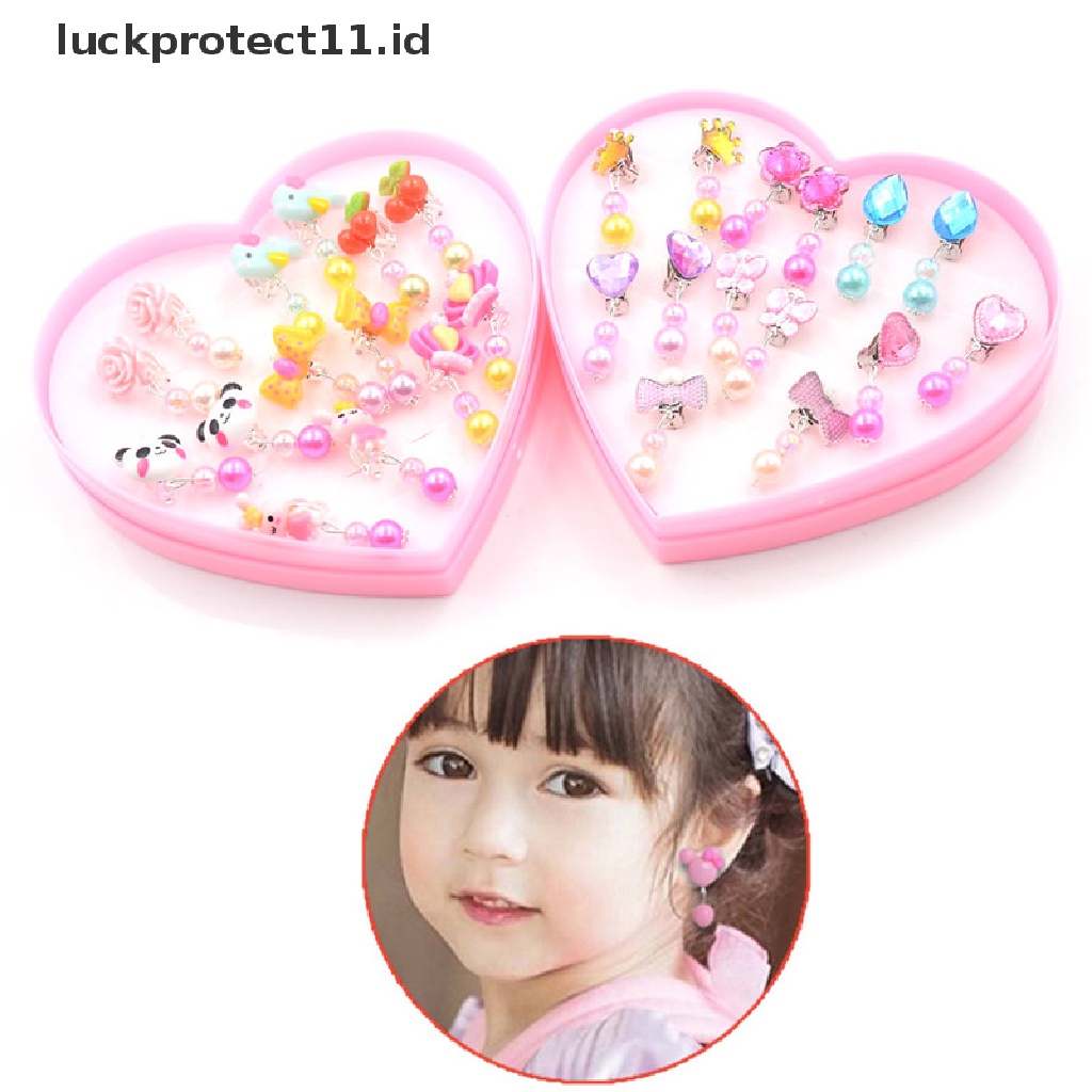 /Fashion Hot// Fashion// 7pasang Anting Akrilik Kreatif Indah Klip-On Tanpa Tindik Desain Untuk Anak Perempuan Hadiah.