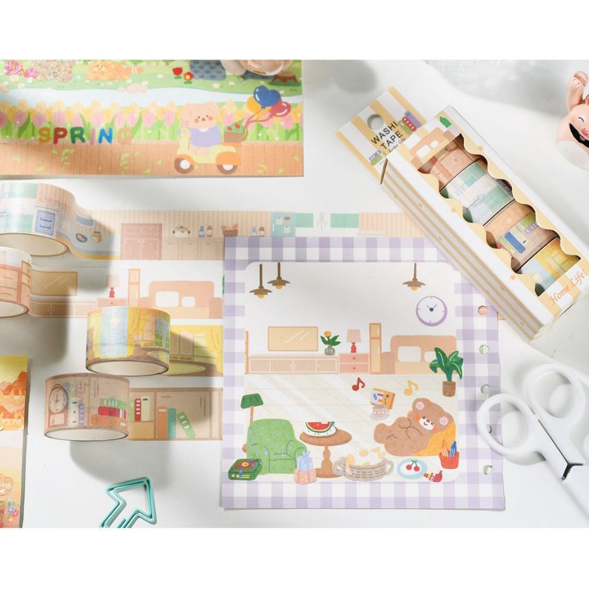 

Lovelycraftstore Washi Tape W28 ~ 4Rolls/Set Selotip Kertas Art Deco Tape Journal Decoration