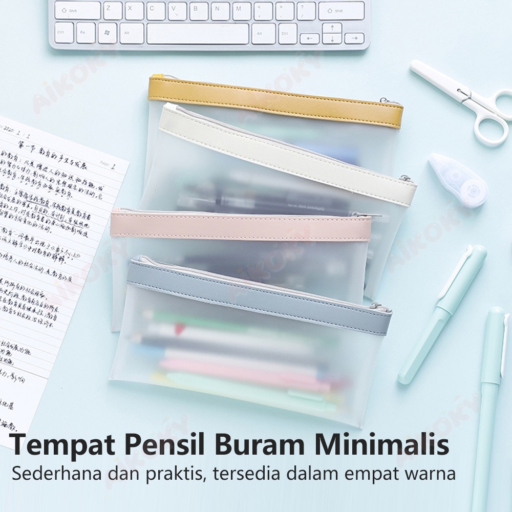 Aikoky Kotak Pensil Edge Color Transparan/Tempat Pensil Anak