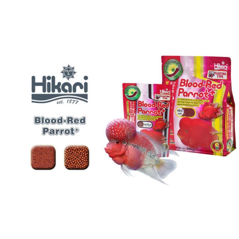 HIKARI BLOOD RED PARROT 333 GR SIZE MINI DAN MEDIUM PAKAN MAKANAN IKAN