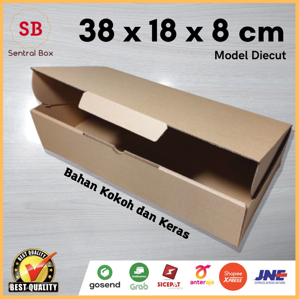 

( Min.order 5 pcs ) Kardus 38 x 18 x 8 cm..... Die Cut ( untuk pembelian di atas 10 pcs harga lebih murah )