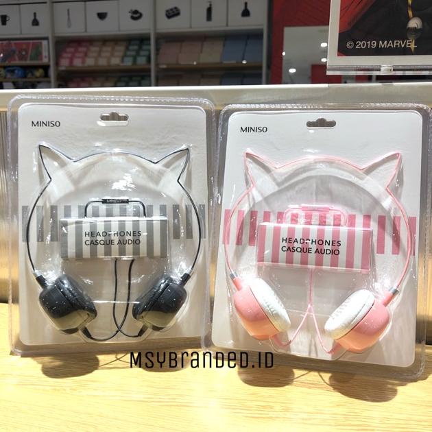 HEADPHONES MINISO KITTY PINK BLACK WHITE YELLOW HEADSET CAT EARS Best Seller