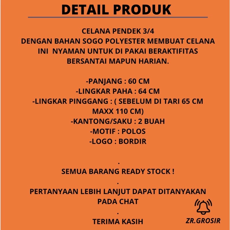 CELANA PENDEK PRIA 3/4 SANTAI CASUAL DEWASA