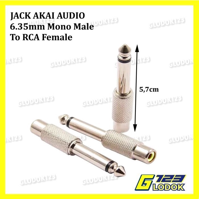 Converter Jack Akai Mono 6.35mm 6.5mm To RCA Sambungan Jek Mic Gitar