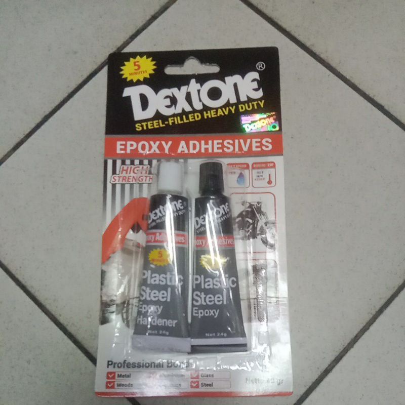 

Lem Dextone steell filled Heavy Duty Epoxy Plastik Steel