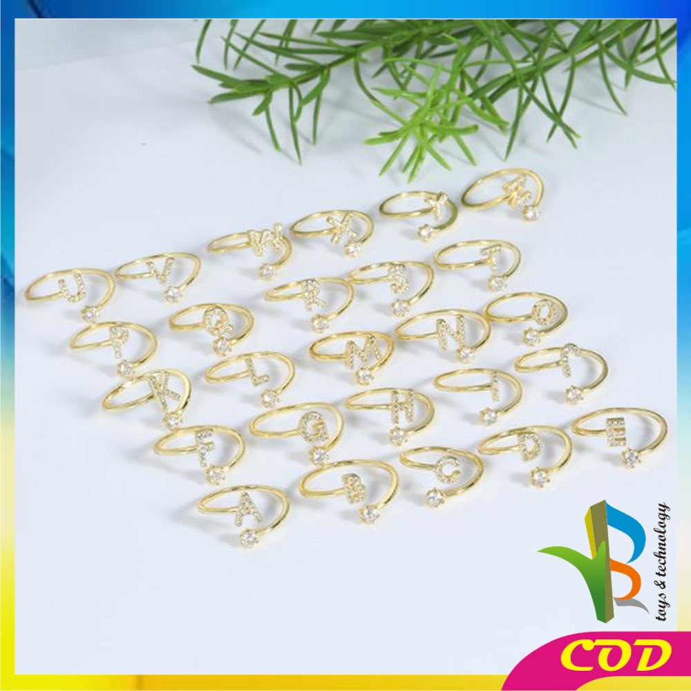 RB-K59 Cincin Huruf Gold Stainless Inisial Nama Cincin Alphabet / Cincin Abjad Huruf A-Z Wanita Fashion / Cincin Wanita Huruf Set Perhiasan Wanita