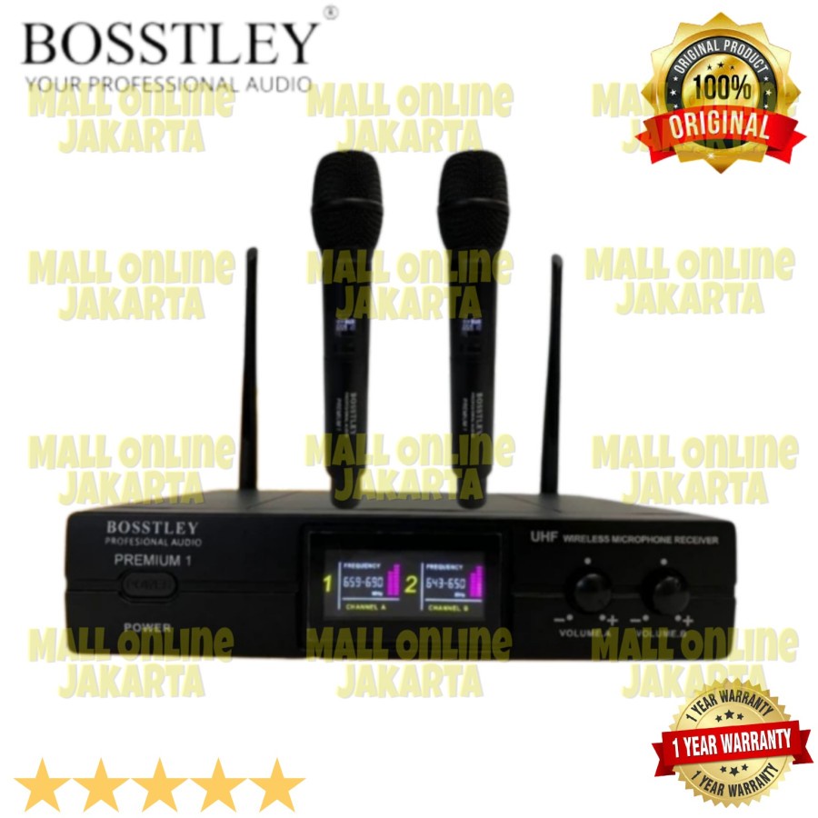 Mic wireless bosstley premium1 original microphone uhf premium 1