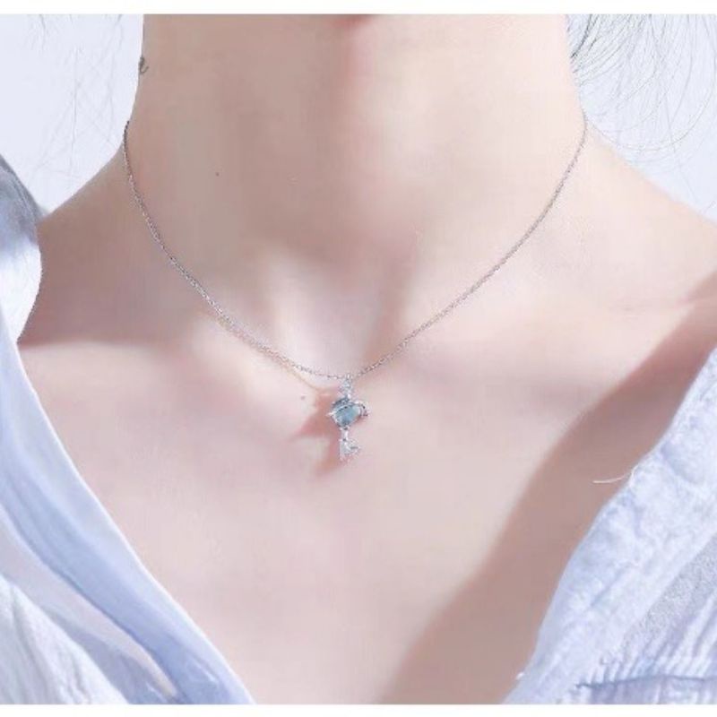 Kalung Blue Titanium / Kalung Titanium Wanita Korean Style Motif