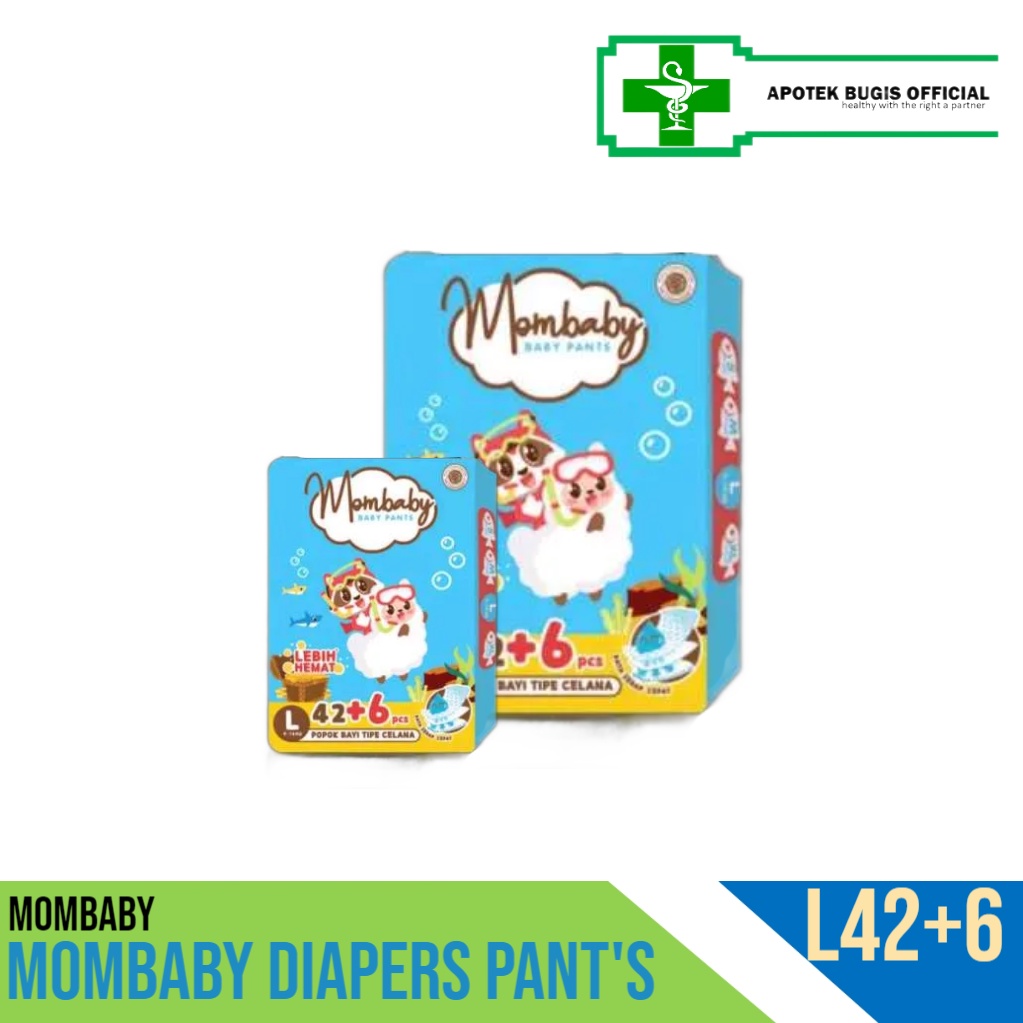 MOMBABY Pants Jumbo Size L42+6 BB 9-12kg Popok Kemasan Jumbo