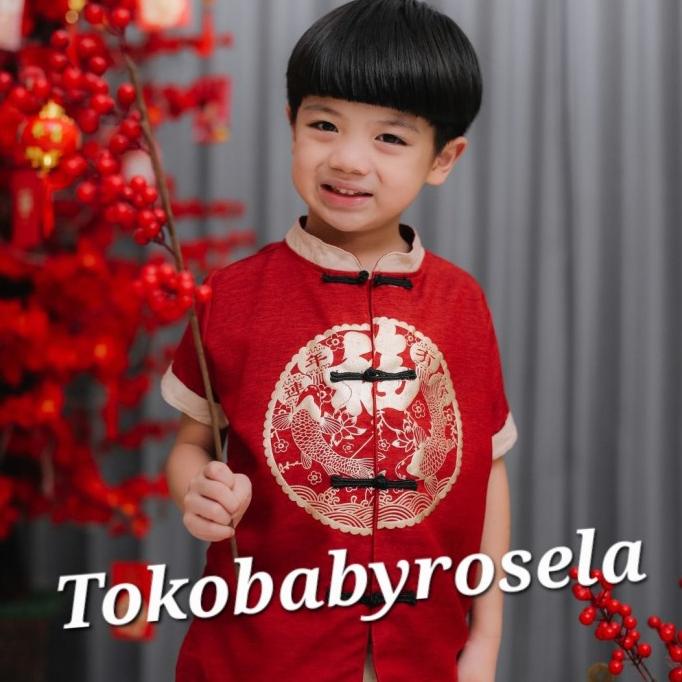 Setelan Cheongsam anak laki-laki