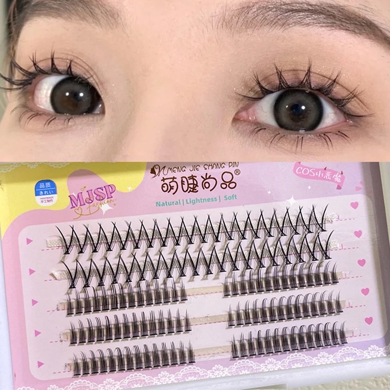 F157 - MIX TYPE ANIME DOUYIN LASHES - Little Devil COS Comic Eye Lashes V-Shaped Natural Simulation Single-Cluster Segmented Type Grafting Eyelash Lengthening Tool