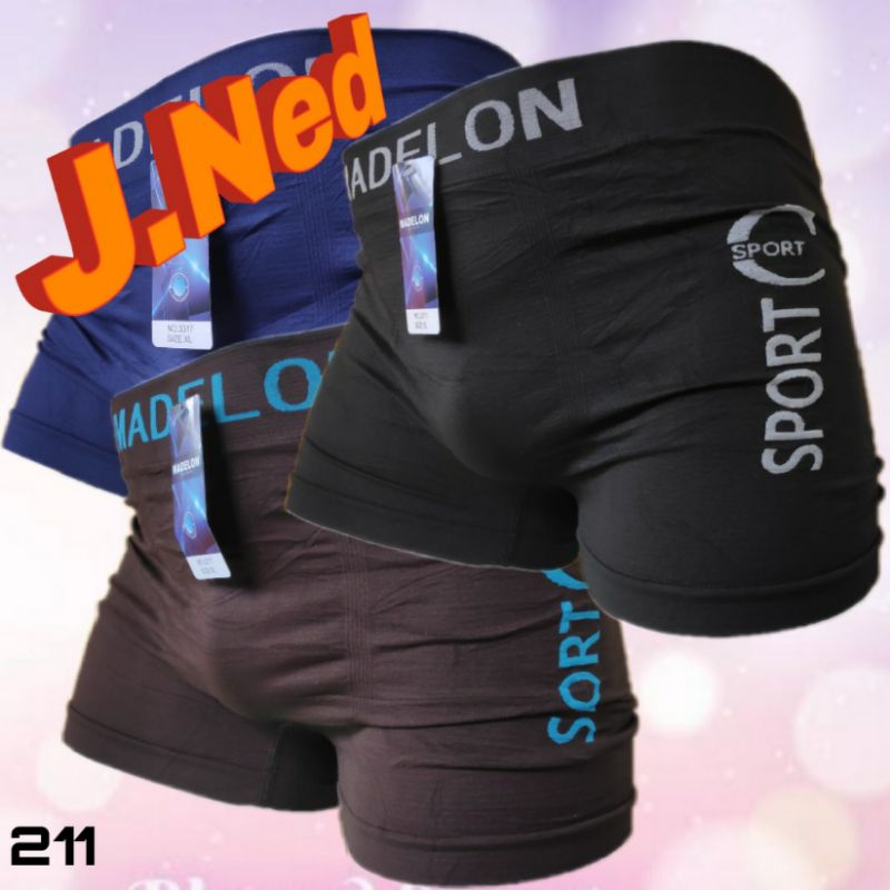 J211T (isi 3 pcs) Madelon Celana Dalam Boxer Pria Dewasa dan Remaja Cd Boxer Pria Dewasa Size M L XL - JUMBO