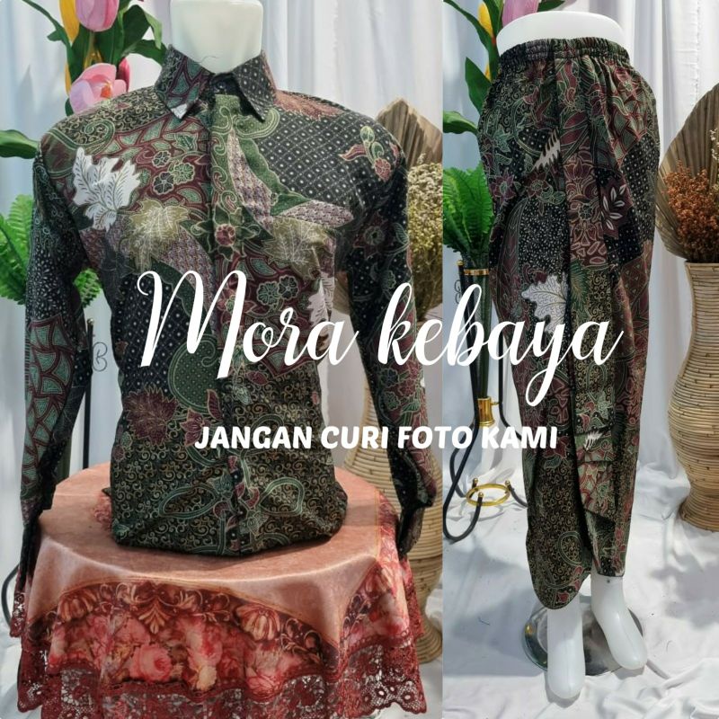 Couple kemaja batik rok lilit instan tingal pakai