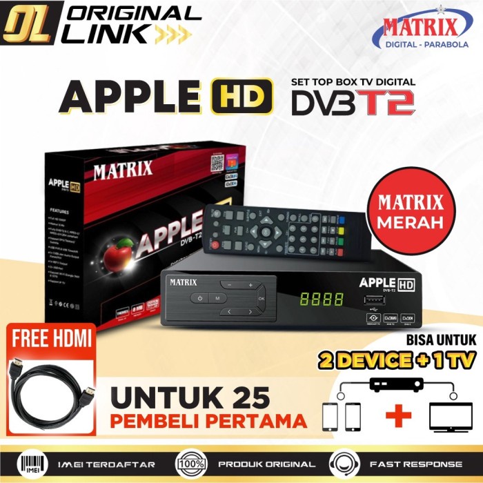 Set Top Box Matrix Apple DVBT-2 STB Antena TV Digital Wifi Merah MURAH