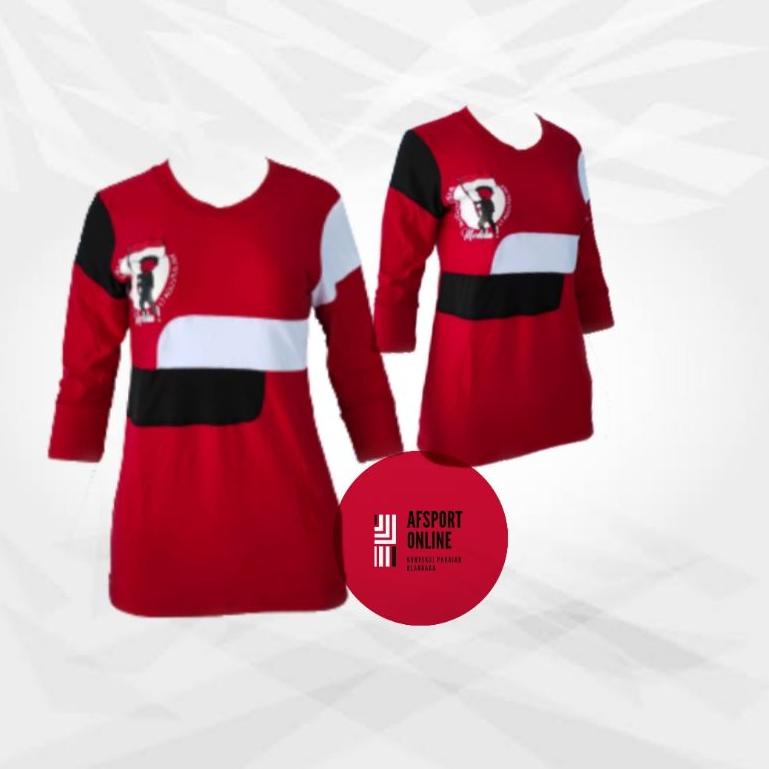 Baju senam lengan 3/4 leher u baju senam Indonesia merah putih zumba aerobik Fitness [GP.11De22ᶜ]