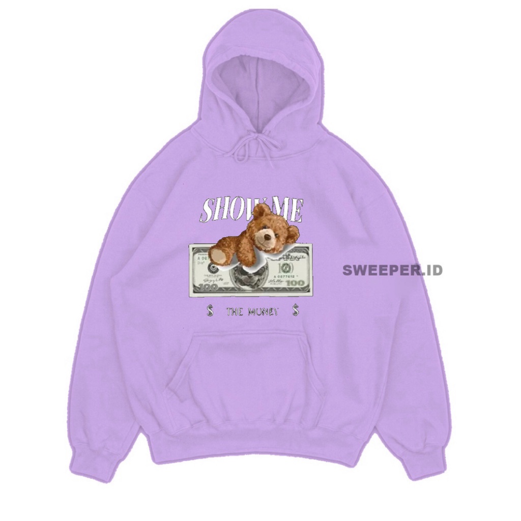 SWEATER HOODIE SHOW ME THE MONEY TEDDY BEAR BAHAN FLEECE