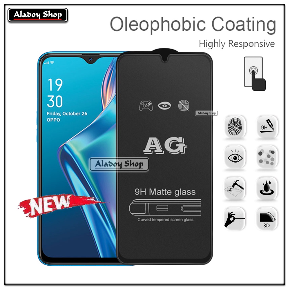 Paket 3IN1 Tempered Glass Layar Matte Anti Glare Oppo A12/A7/A5S Free Tempered Glass Camera dan Skin Carbon