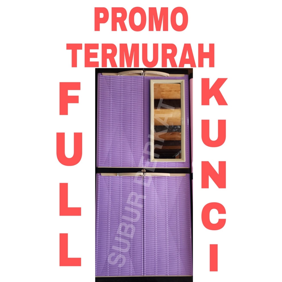 LEMARI PLASTIK LEMARI PAKAIAN KACA KUNCI