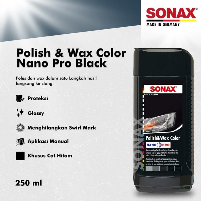 SONAX POLISH &amp; WAX COLOR NANO PRO BLACK 250ml 296-141