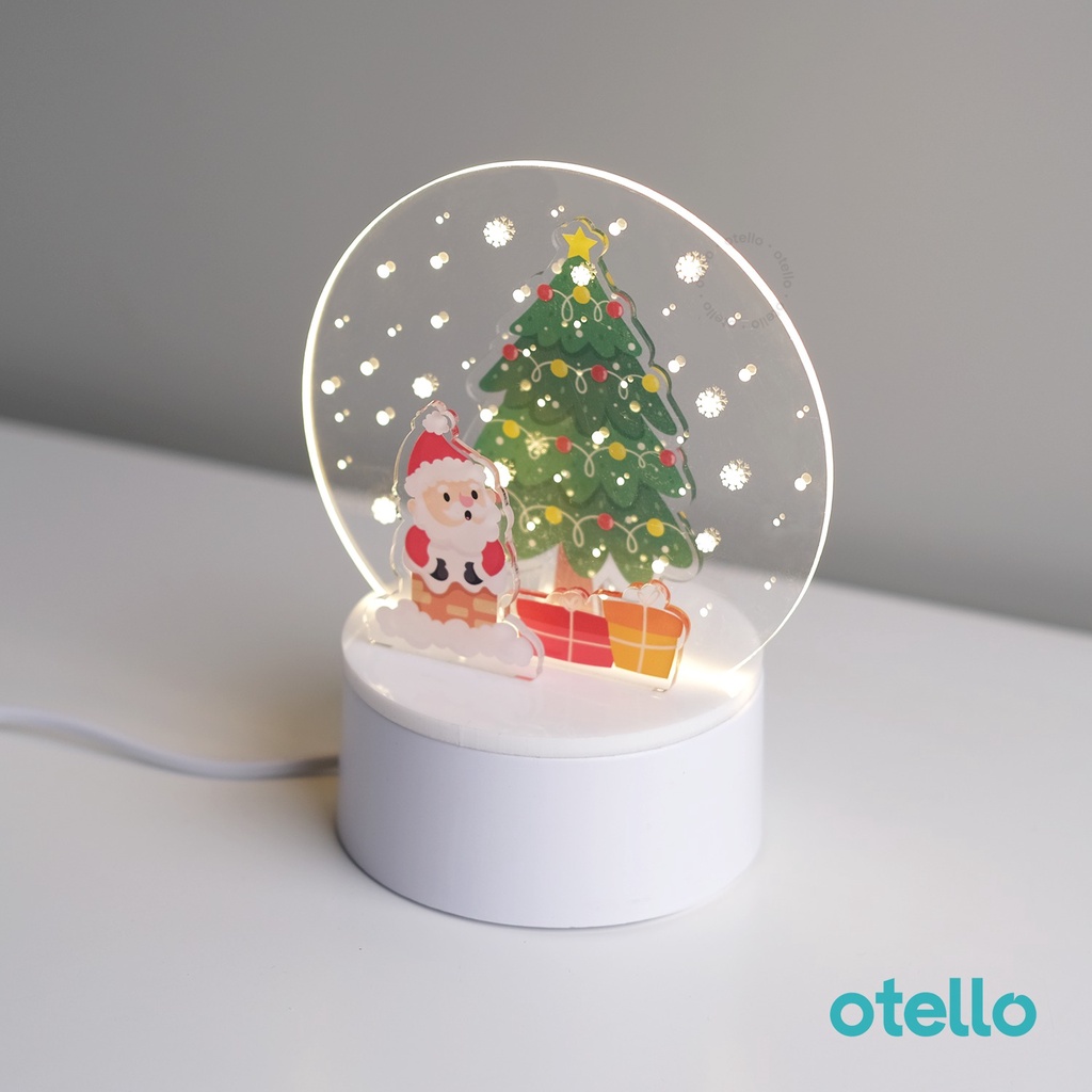 Dekorasi Lampu Natal Acrylic Santa Clause Hiasan Hadiah Pajangan Xmas Gift Hampers Christmas Acrylic Lamp