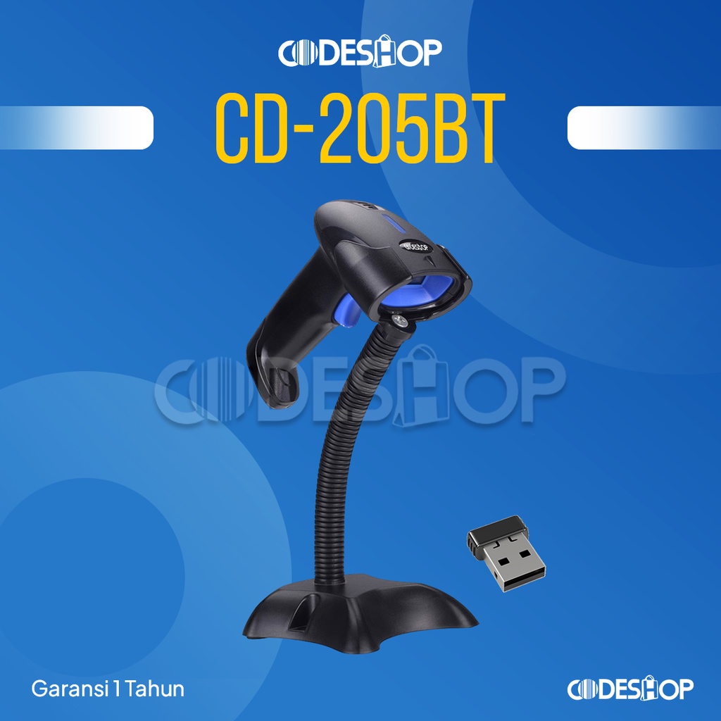 BARCODE SCANNER CODESHOP CD 205 BT IMAGER 1D 2D WIRELESS USB