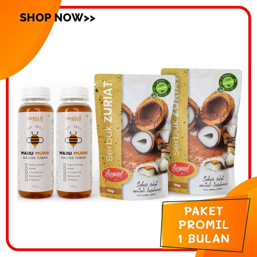 

TERLARIS "Serbuk Zuriat 250gr 2 pcs + Madu Murni 340gr 2pcs" Paket Promil Eksklusif | Serbuk Zuriyat