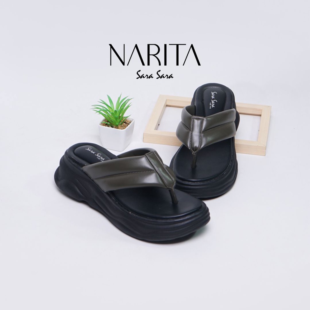 Sara Sara NARITA Sandal wanita casual sendal jepit wedges kekinian