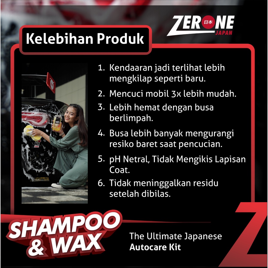 Shampoo Mobil Zeronejapan Garasi Drift ke Car Wash Zerone Japan Mengkilapkan dengan Wax 500 ML