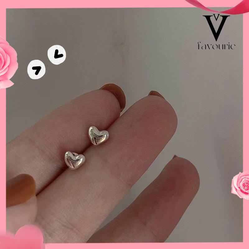 CODFashion Anting Mini Kecil Sederhana Perhiasan Telinga Logam Berbentuk Hati Manis Sederhana Wanita-FA