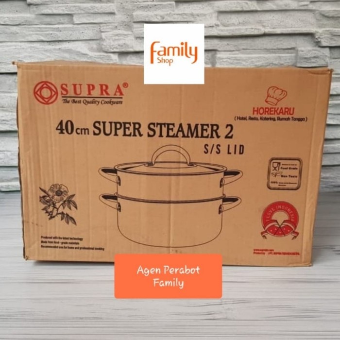 STEAMER SUPRA SUPER 40 CM 2 SUSUN / KUKUSAN / PANCI SUSUN STAINLESS