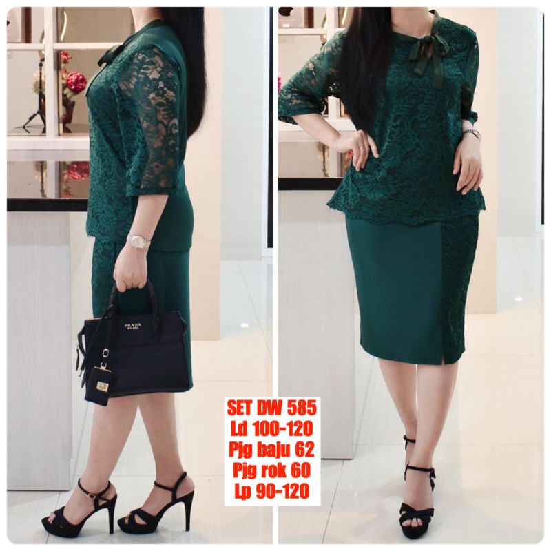 Set rok wanita Scuba premium mix brukat formal