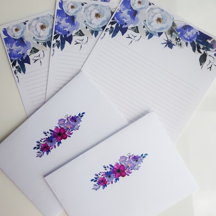 

✨NEW✨ - Letter Envelope / kertas surat custom handmade murah isi 3 set - purple flower 4