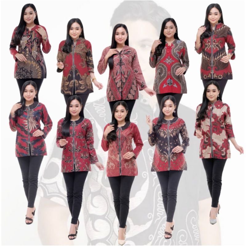 blus batik new arrival ladang batik 2023 warna marun warna merah warna maroon ready seragam kerja