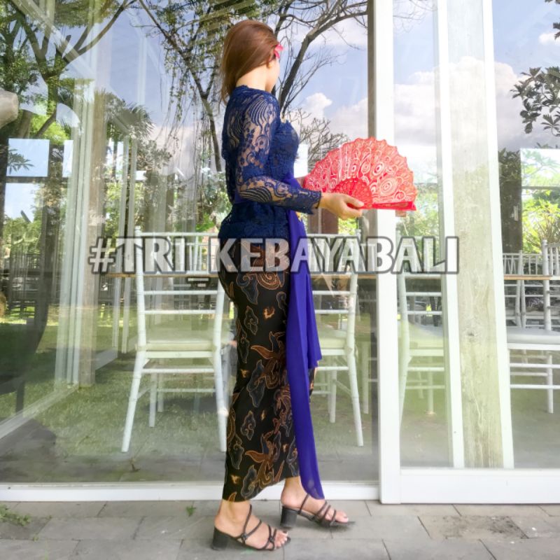 Set Kebaya Bali+Rok (Warna Biru Dongker)