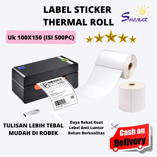 

SHENAR THERMAL LABEL 100x150 Isi 500pc Thermal Paper Roll/Lipat Lebih Tebal/Lebel Online shop/Lebel Paket/lebel thermal