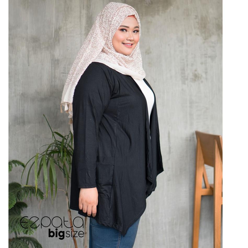 Stok Terbaru Ezpata Cardigan Cardi Outer Wanita Big Size Lengan Panjang Polos Jumbo Kaos Rayon