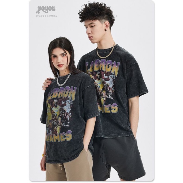 kaos oversize unisex &quot;james&quot; gaya Korea retro streetwear baju tshirt pria dan wanita